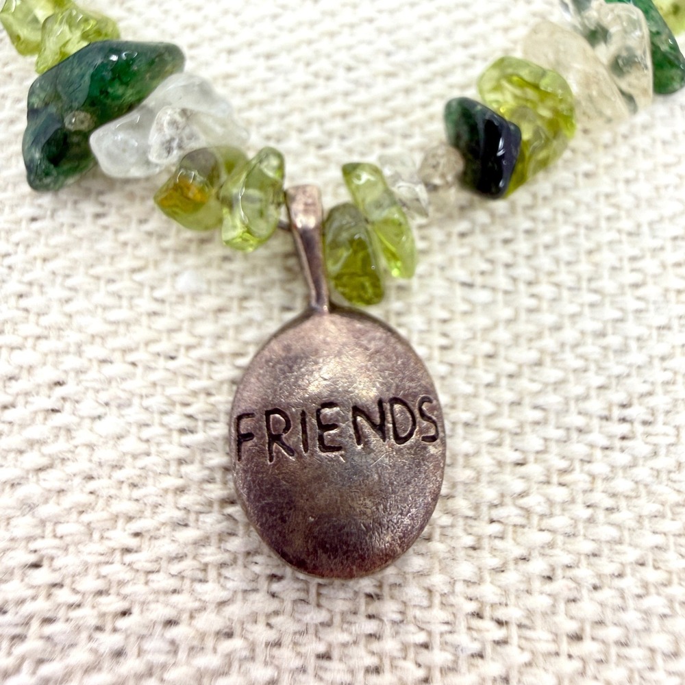 Sterling Silver Friends Gemstone Chip Bracelet Peridot Quartz Green Boho